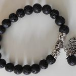 Náramok z PRÍRODNEJ LÁVY 6mm /20cm ♥ so stromčekom
