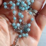 Prayer beads from stones light blue 38*4mm